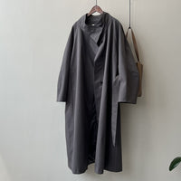 Long Section With A Stand Collar Trench Coat Women's Single-breasted Baggy Coat