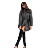 Polyester Women's Lace-up Button Trench Coat