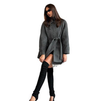 Polyester Women's Lace-up Button Trench Coat