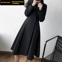 Autumn New Plus Size Women's Long Suit Trench Coat