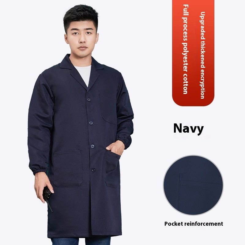 Work Clothes Blue Long Sleeve Dustproof Unlined Long Gown