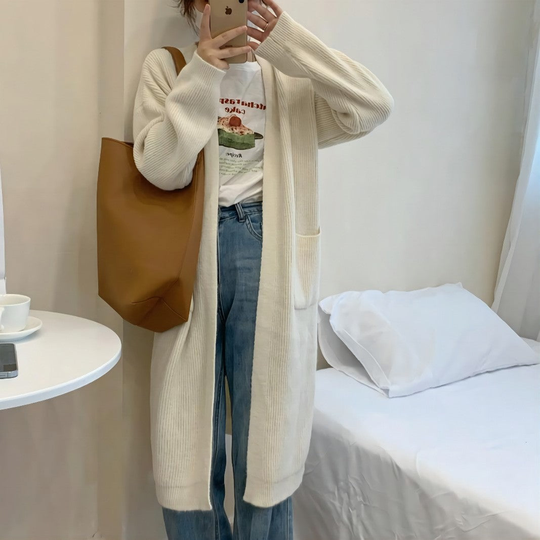Autumn And Winter Korean Style Lazy Wind Coat Long Sweater Coat