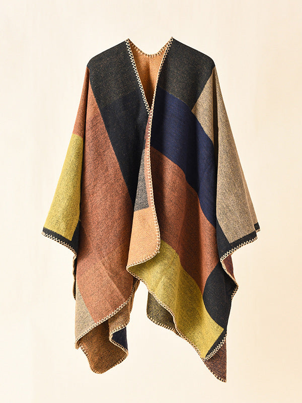Double-sided Plaid Cashmere Shawl Coat