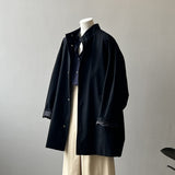 Japanese Style Workwear Style Stand Collar Trench Coat For Women