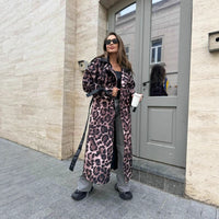 Women's Elegant Casual Loose Leopard Print Patchwork Leather Jacket