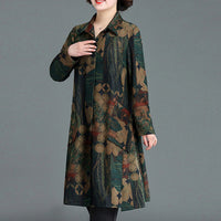 Plus Size Women's Clothing Spring And Autumn Floral Print Trench Coat
