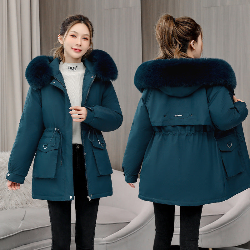 Fur Collar Velvet Lining Warm Coat