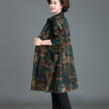 Plus Size Women's Clothing Spring And Autumn Floral Print Trench Coat