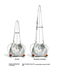 Leather Chinese Satin Crossbody Bag