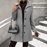 Autumn And Winter Leisure Fashion Long Woolen Long Sleeves Thermal Woolen Coat