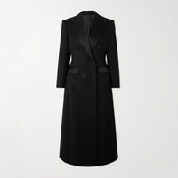 Double Breasted Slim Waist Long Slit Suit Skirt