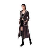Elegant Women's Velvet Overcoat Coat Conventional Sleeve