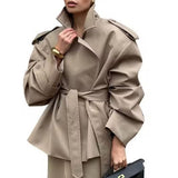 Loose Casual Long Sleeves Short Women's Windbreaker Coat