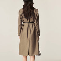 Autumn And Winter Classic Retro Mid-length Coat Brown Suit Jacket