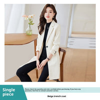 Black Mid-length Suit Trench Coat Coat For Women