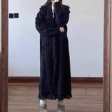 Lapel Tassel Long Knitted Coat