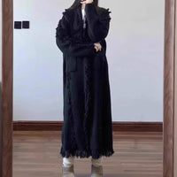 Lapel Tassel Long Knitted Coat