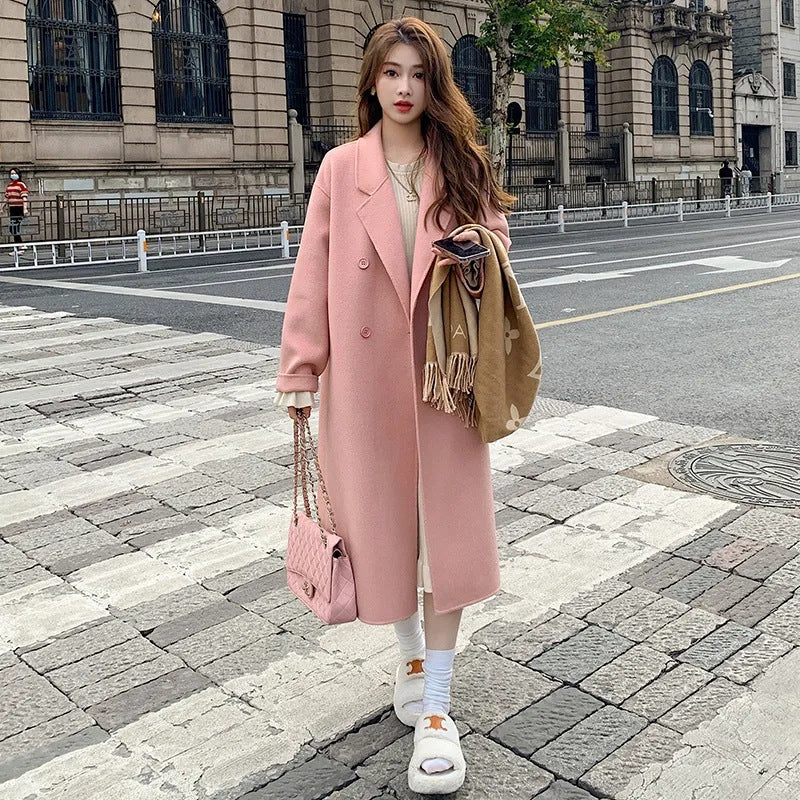 Autumn And Winter New Korean Style Loose Mid-length Hepburn Style Woolen