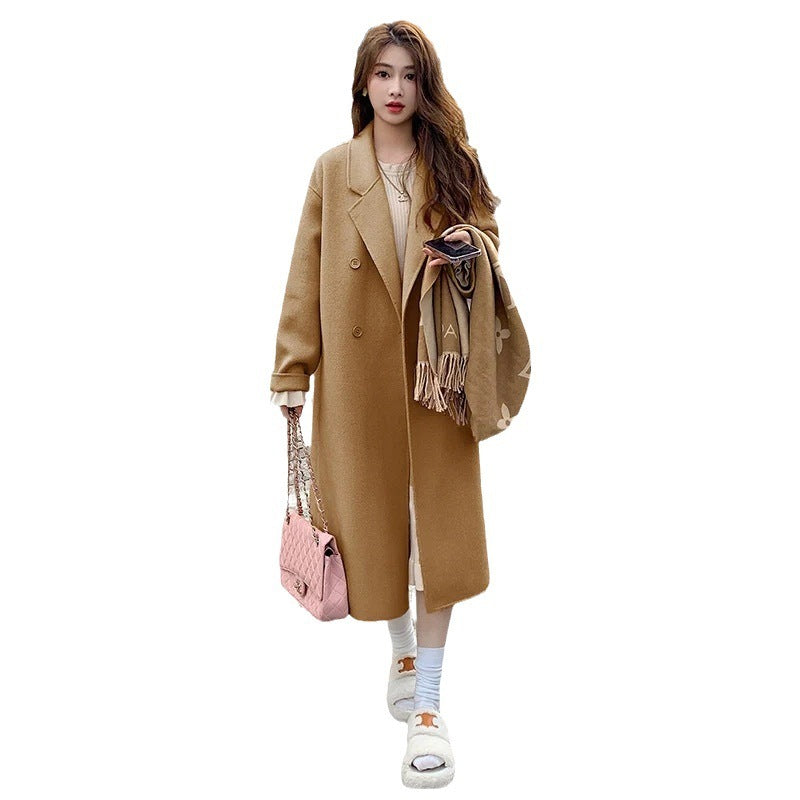 Autumn And Winter New Korean Style Loose Mid-length Hepburn Style Woolen