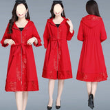 Elegant Trench Coat Women's Plus Size Coat Over The Knee Fashion