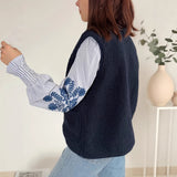 Women's Lambswool Sleeveless Button Vest