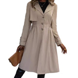 Long Waist Cotton Fashion Jacket Long Sleeve Trench Coat