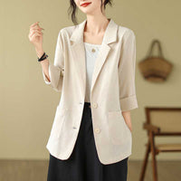 Artistic Retro Solid Color Loose-fitting Versatile Suit Top