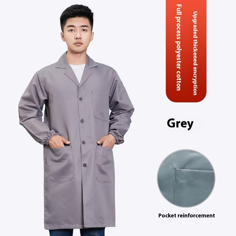 Work Clothes Blue Long Sleeve Dustproof Unlined Long Gown