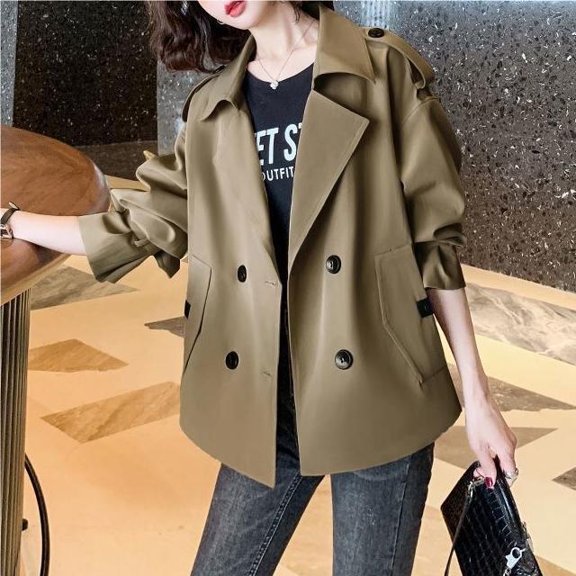 New Korean Style Suit Collar Long Sleeve Top Baggy Casual Jacket