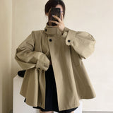 Fall Winter Stand Collar Skirt Elegant Trench Coat