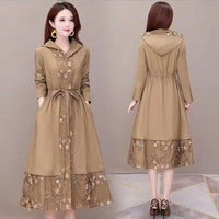 Elegant Trench Coat Women's Plus Size Coat Over The Knee Fashion
