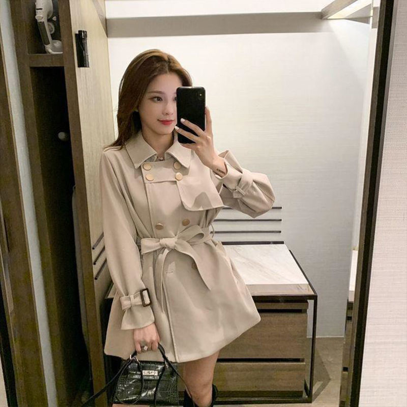 Mid-length Waist Trimming Trench Coat Women