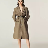 Autumn And Winter Classic Retro Mid-length Coat Brown Suit Jacket