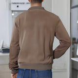 Men's Suede Fabric Jacket Casual Zipper Cardigan Outerwear