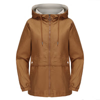 New Hooded Solid Color Trench Coat For Women
