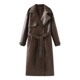 Women's Clothing French Fashion Design Sense Minority All-match Casual Extended Leather Coat