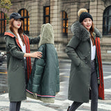 Women's Long Two-way Cotton-padded Clothes Fleece Trench Coat