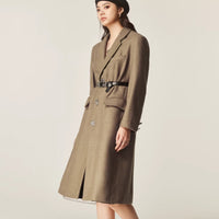 Autumn And Winter Classic Retro Mid-length Coat Brown Suit Jacket