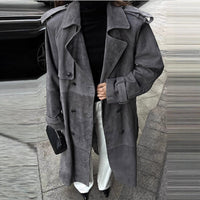 New Temperament Commute Double Breasted Mid-length Loose Woolen Coat