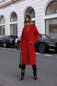Simple Solid Color Long Sleeve Mid-length Woolen Coat