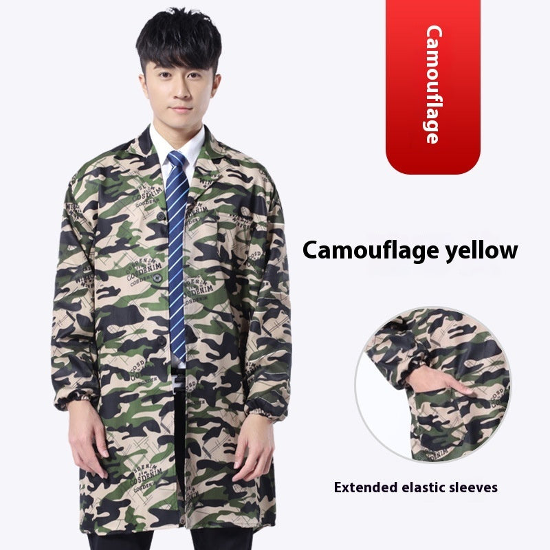 Work Clothes Blue Long Sleeve Dustproof Unlined Long Gown