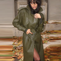 Autumn And Winter Women's Clothing New Leather Coat Elegant Long Leather Coat