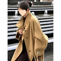 Women's Loose Solid Color Korean Double-sided Woolen Coat
