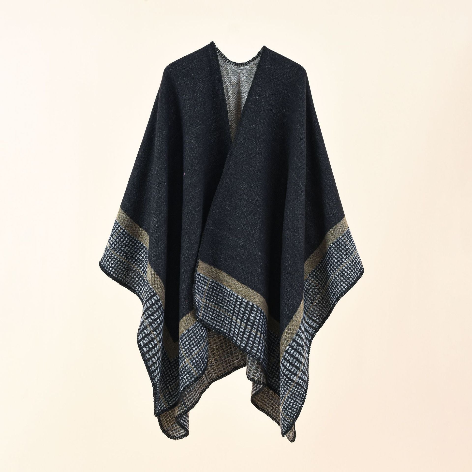 Double-sided Plaid Cashmere Shawl Coat