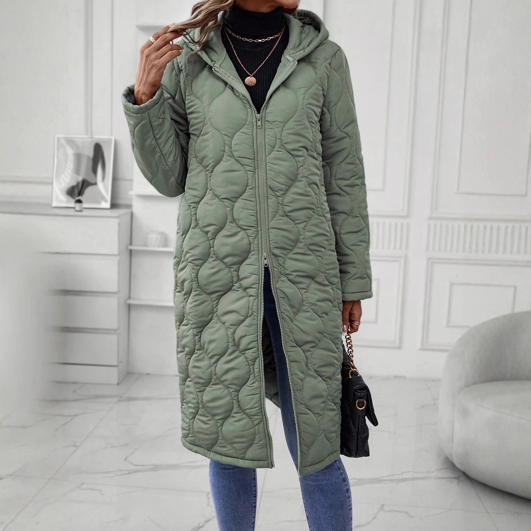 Zipper Hooded Thickened Jacket Cotton Clothes Women's Clothes