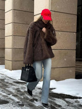 Fake Fur Coat Lapel Fashionable Warm