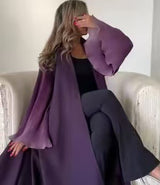 Pleated Long Shawl Women's Fashionable Elegant Gradient Cardigan