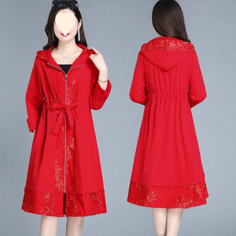 Elegant Trench Coat Women's Plus Size Coat Over The Knee Fashion