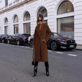 Simple Solid Color Long Sleeve Mid-length Woolen Coat