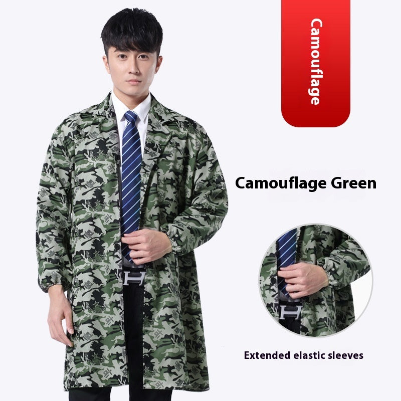 Work Clothes Blue Long Sleeve Dustproof Unlined Long Gown